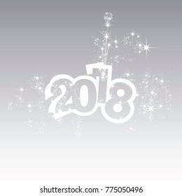 Vector 2018 Happy New Year champagne firework grey background
