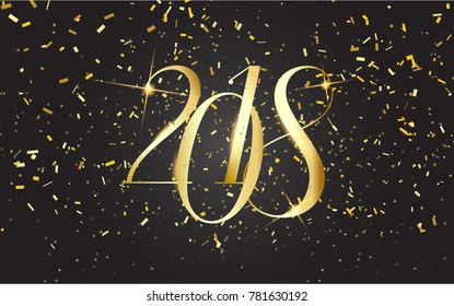 Vector 2018. happy New Year Black background with gold. premium design template