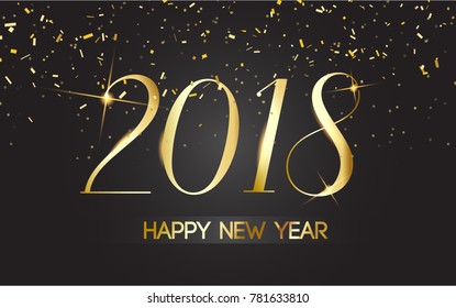 Vector 2018. happy New Year Black background with gold. premium design template
