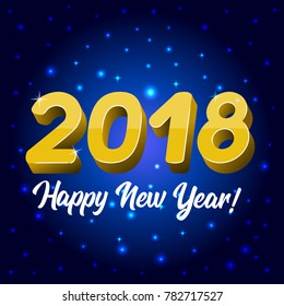 Vector 2018 Happy New Year greeting card or poster template flyer or invitation design.