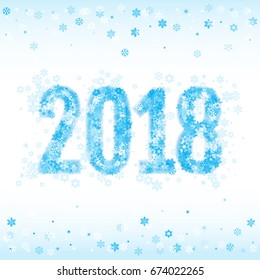 Vector 2018 New Year or Christmas background with snowflakes