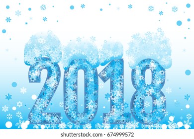Vector 2018 New Year or Christmas background with snowflakes