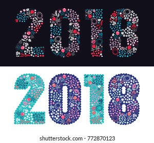 
Vector 2018 numbers, 2018 floral numbers.