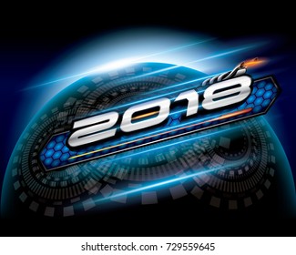 Vector 2018 on abstract background