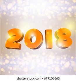 Vector 2018 with radiance and snow. A beautiful banner, a poster for the new year, a design element for the calendar.