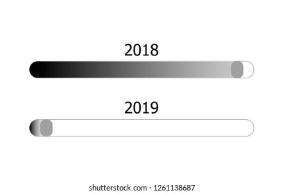 Vector 2018-2019 Loading Bars, Start of the New Year Concept, Isolated on White Background Monochrome Symbols.