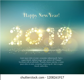 Vector 2019 Happy New Year background with sample text.