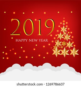 Vector 2019 Happy New Year background  and Christmas elements