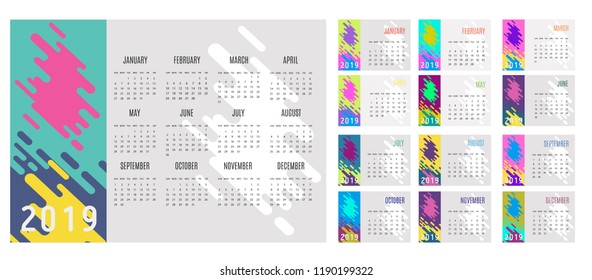 Vector of 2019 new year calendar