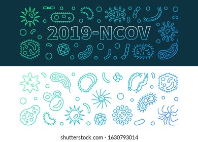 Vector 2019-NCOV concept linear colorful horizontal banners
