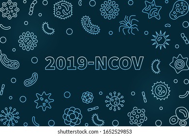 Vector 2019-NCoV Virus blue concept outline frame or illustration on dark background