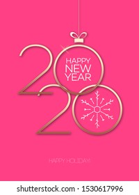 Vector 2020 celebration greeting card 3d gold style for calendar, holiday banner, cover, flyer, brochure, party poster, invitation, holiday banner, layout design. Luxury festive background. 10 eps