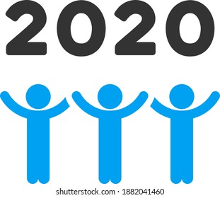 Vector 2020 dancing people illustration. An isolated illustration on a white background.