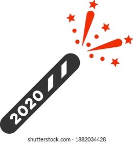 Vector 2020 firecracker illustration. An isolated illustration on a white background.