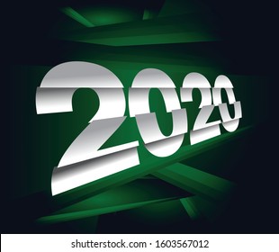 Vector | 2020 Green Greeting card | Happy New Year