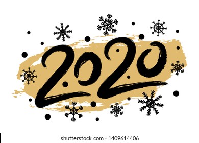 Vector 2020 Happy New Year illustration with snowflakes. Creative greeting card, poster or banner.