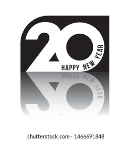 Vector 2020 Happy New Year design with text on white background.