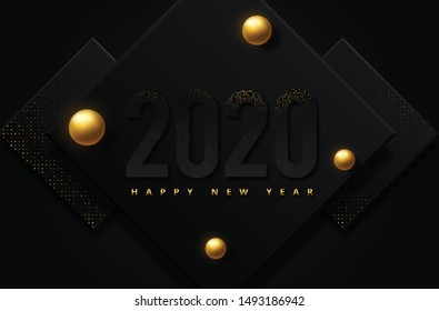 Vector 2020 Happy New Year background with golden