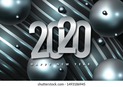 Vector 2020 Happy New Year background with golden