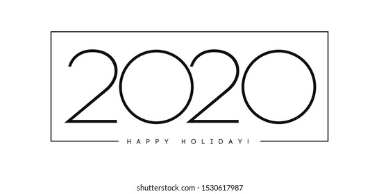 Vector 2020 Happy New Year celebration banner black color for calendar, layout design, holiday cover, flyer, brochure, party poster, greeting card, invitation. Luxury festive banner. 10 eps