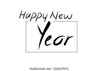 Vector 2020 Happy New Year design with calligraphy brush text on white background. Hand drawn text lettering.