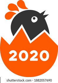 Vector 2020 hatch chick illustration. An isolated illustration on a white background.