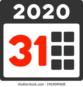 Vector 2020 last day illustration. An isolated illustration on a white background.