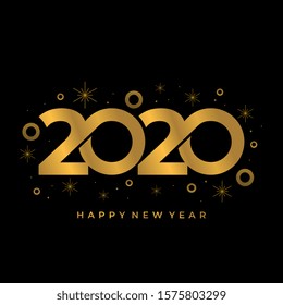 Vector 2020 new year greeting design banner card. Gold colors numbers with trendy and luxury decoration.