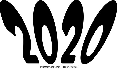 Vector 2020 perspective text illustration. An isolated illustration on a white background.