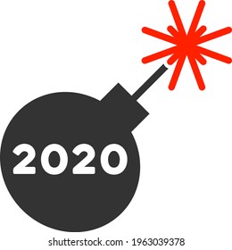 Vector 2020 petard illustration. An isolated illustration on a white background.