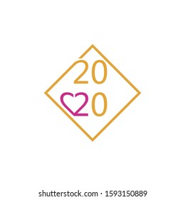 vector 2020 year with love concept