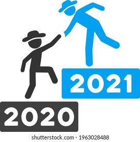 Vector 2021 business training illustration. An isolated illustration on a white background.