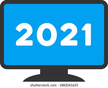 Ilustración de pantalla del vector 2021. Ilustración aislada sobre un fondo blanco.