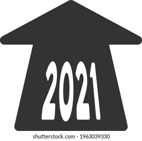 Vector 2021 forward arrow illustration. An isolated illustration on a white background.