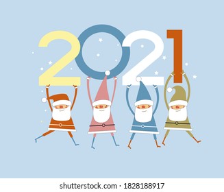 Vector 2021 Happy New Year background . Сhristmas card. Holiday gift card, Festive poster, web banner, header for website. Winter season with traditional elements. Flat vector illustration.