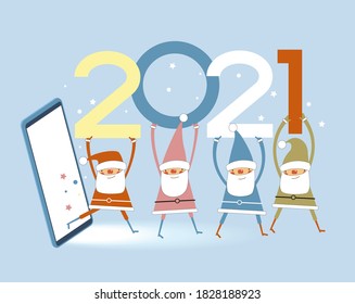 Vector 2021 Happy New Year background . Сhristmas card. Holiday gift card, Festive poster, web banner, header for website. Winter season with traditional elements. Flat vector illustration.