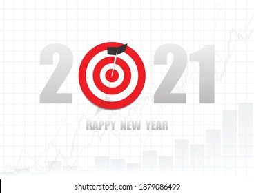 Vector : 2021 Happy new year with business graph and archery target