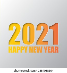Vector of 2021 Happy New Year in papercut effect with gradient background.