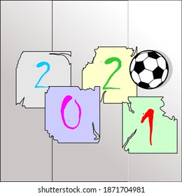 vector of 2021 new year numbers and black and white ball