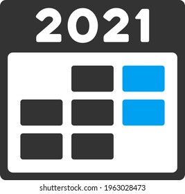 Vector 2021 week calendar illustration. An isolated illustration on a white background.