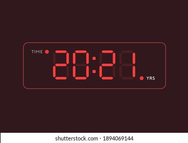 Vector 2021 año en estilo digital reloj