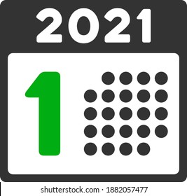 Vector 2021 year first day illustration. An isolated illustration on a white background.