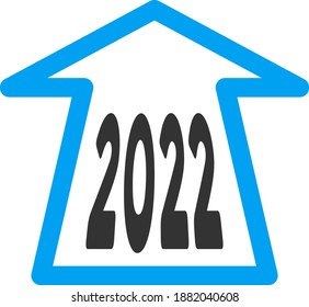 Vector 2022 ahead arrow illustration. An isolated illustration on a white background.