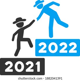 Vector 2022 business training illustration. An isolated illustration on a white background.