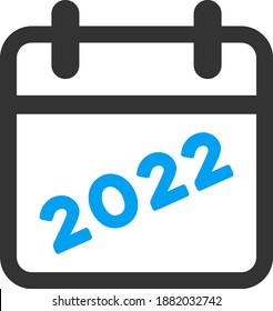 Vector 2022 calendar page illustration. An isolated illustration on a white background.