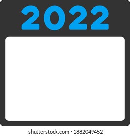 Vector 2022 calendar page illustration. An isolated illustration on a white background.