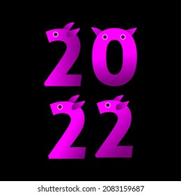 Diseño de personajes Vector 2022 Feliz Año Nuevo con violeta púrpura