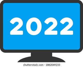 Vector 2022 display screen illustration. An isolated illustration on a white background.