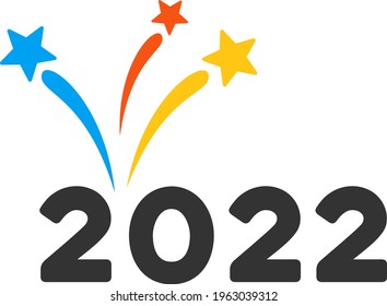 Vektorgrafik 2022 von Feuerwerken. Eine einzelne Illustration auf weißem Hintergrund.