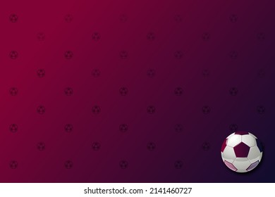 vector of 2022 football background. red and blue as main colour. soccer banner with 3d ball icon and ball pattern.2022 football tournament. 2022 soccer world cup on Qatar. Qatar sport event.